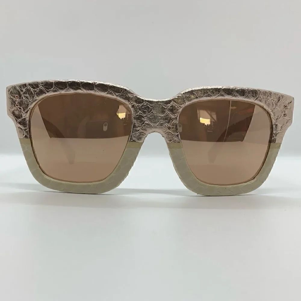 Linda Farrow Rose Gold Snakeskin 52mm Sunglasses